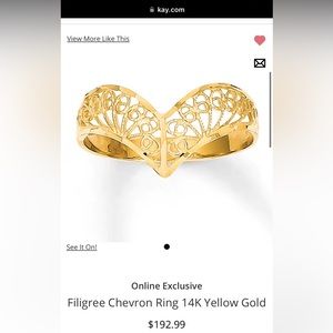 Filigree Chevron ring 14k yellow gold